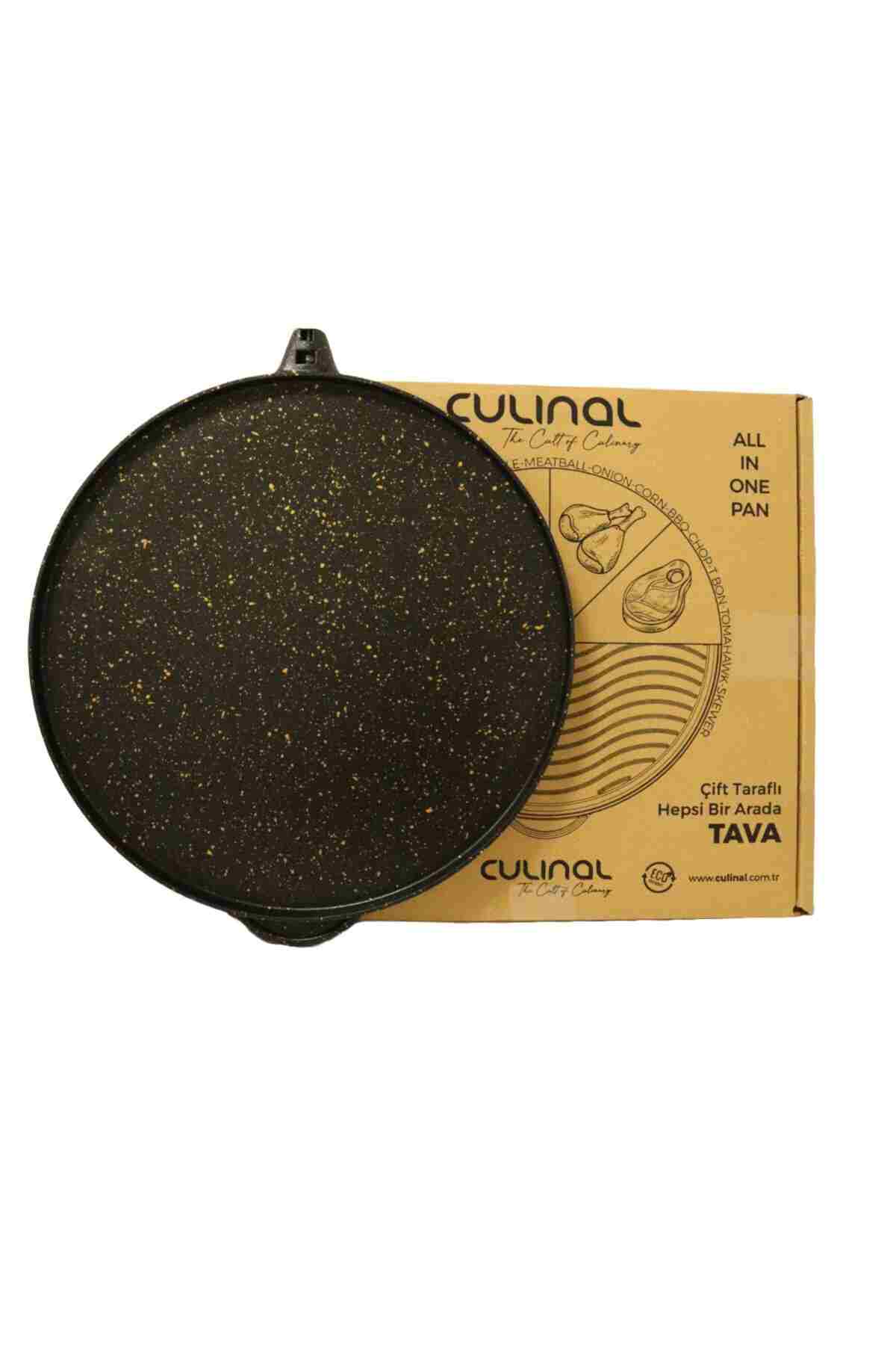 Culinal Çift Taraflı Döküm 36cm Bazlama Pizza Grill Gözleme Tavası - Görsel 11