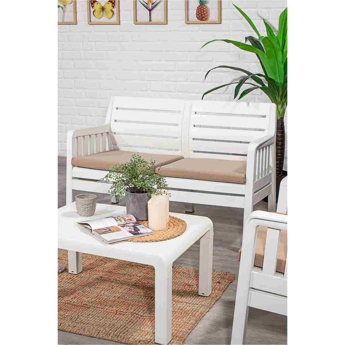 SANDALİE Lara 2 1 1 S Bahçe Takımı Balkon - Bahçe - Teras Mobilyası / Beyaz - Görsel 3