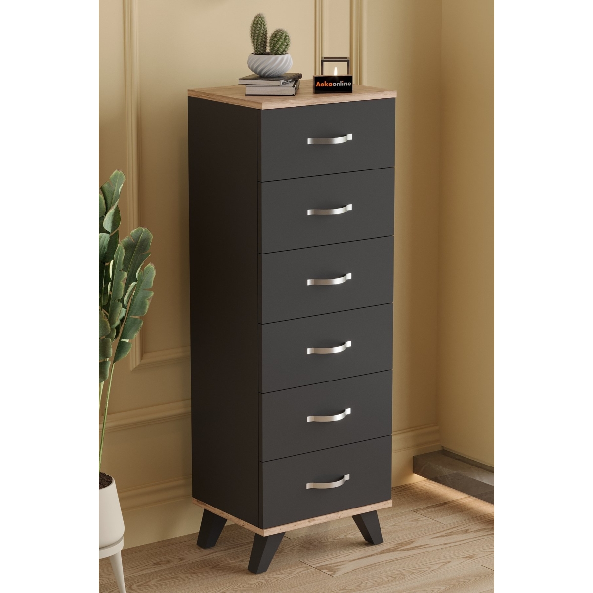 AEKA AE-3038 Belinda 6 Çekmeceli Beyaz Çam Şifonyer Komodin 132*45*36 cm - Görsel 9