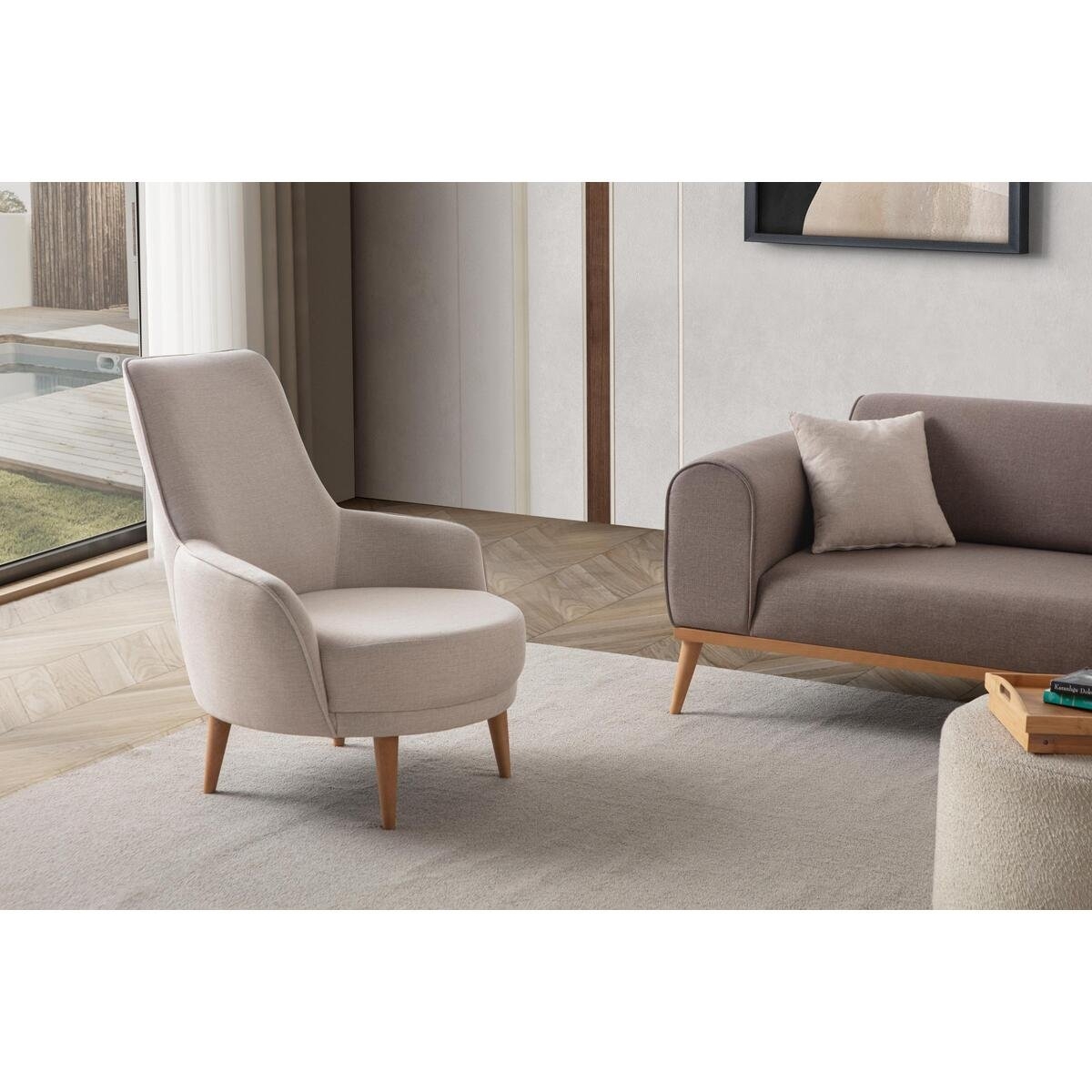EDSY HOME Rebull 3+1 Koltuk Takımı Kahverengi + Sütlü Kahve - Görsel 7