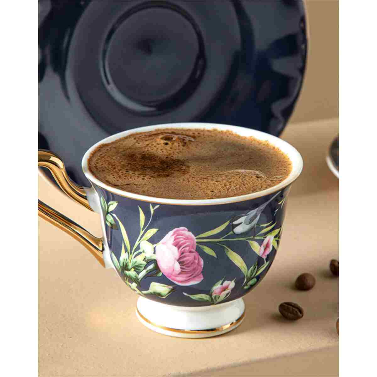 English Home Vanilla New Bone China Kahve Fincan Takımı 4 Parça 2 Kişilik Lacivert - Görsel 3