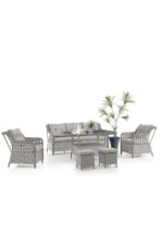 Evdemo Deniz Rattan Puflu Bahçe Balkon Takımı 3+1+1 Kahve - Görsel 7