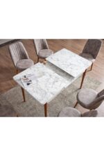 ADAHOME 80x130(KAPALI) 80x170(AÇIK) Yemek Odası Takımı Mutfak Masası Takımı Yemek Masası 6 Kişilik - Görsel 7