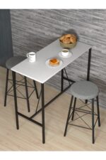 Retodesign BEYAZ YUVARLAK TABURELİ BAR TAKIMI 3656 - Görsel 4