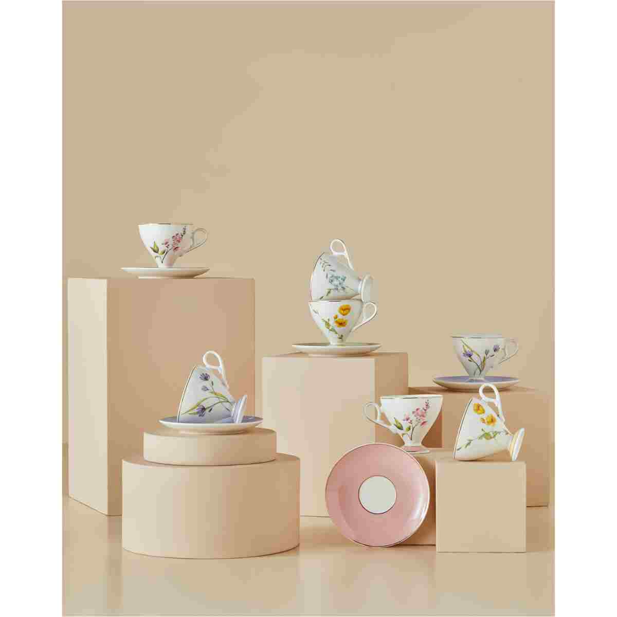 English Home Valentina New Bone China 4 Parça 2 Kişilik Kahve Fincan Takımı 80 ml Lila - Görsel 5