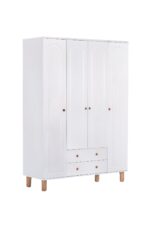 Kilim Mobilya Bohera Bohem Dört Kapaklı Dolap (MDF kapaklı, yüksek ayaklı, iki çekmeceli , 200cm yükseklikte) - Görsel 3