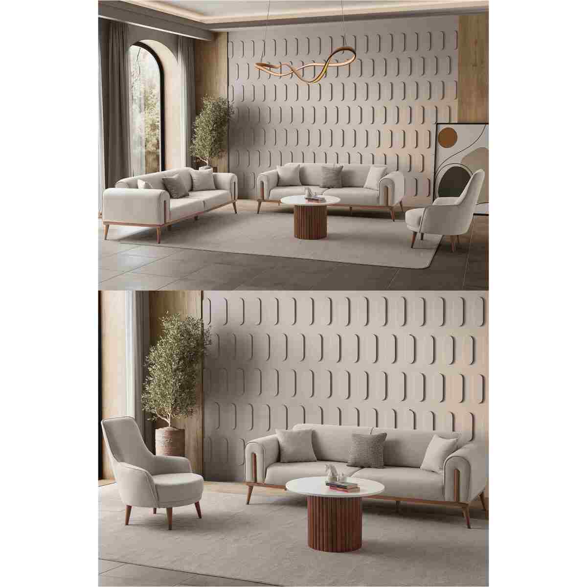 EDSY HOME Riva 3+3+1 Koltuk Takımı Sütlü Kahve - Görsel 9