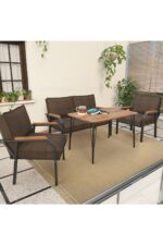 Mygusi Hayal Balkon, Bahçe, Cafe, Metal Kanepe Koltuk Takımı , Bahçe Mobilyası, 60x90 Masalı - 211 Kahve - Görsel 2