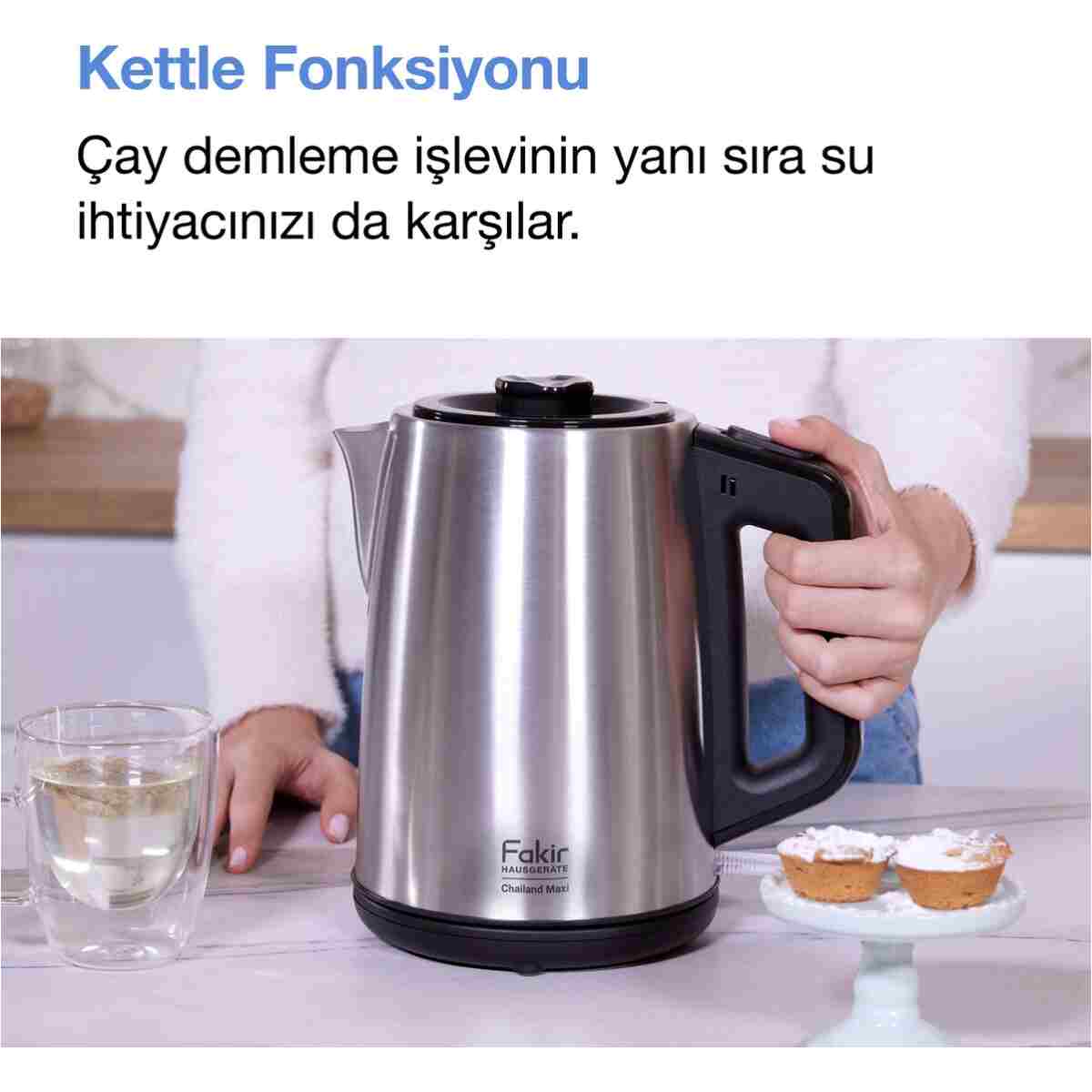 Fakir Chailand Maxi XXL Çay Makinesi Inox 1650W 2L Su 1.45L Demlik Otomatik Kapanma Çaycı - Görsel 15