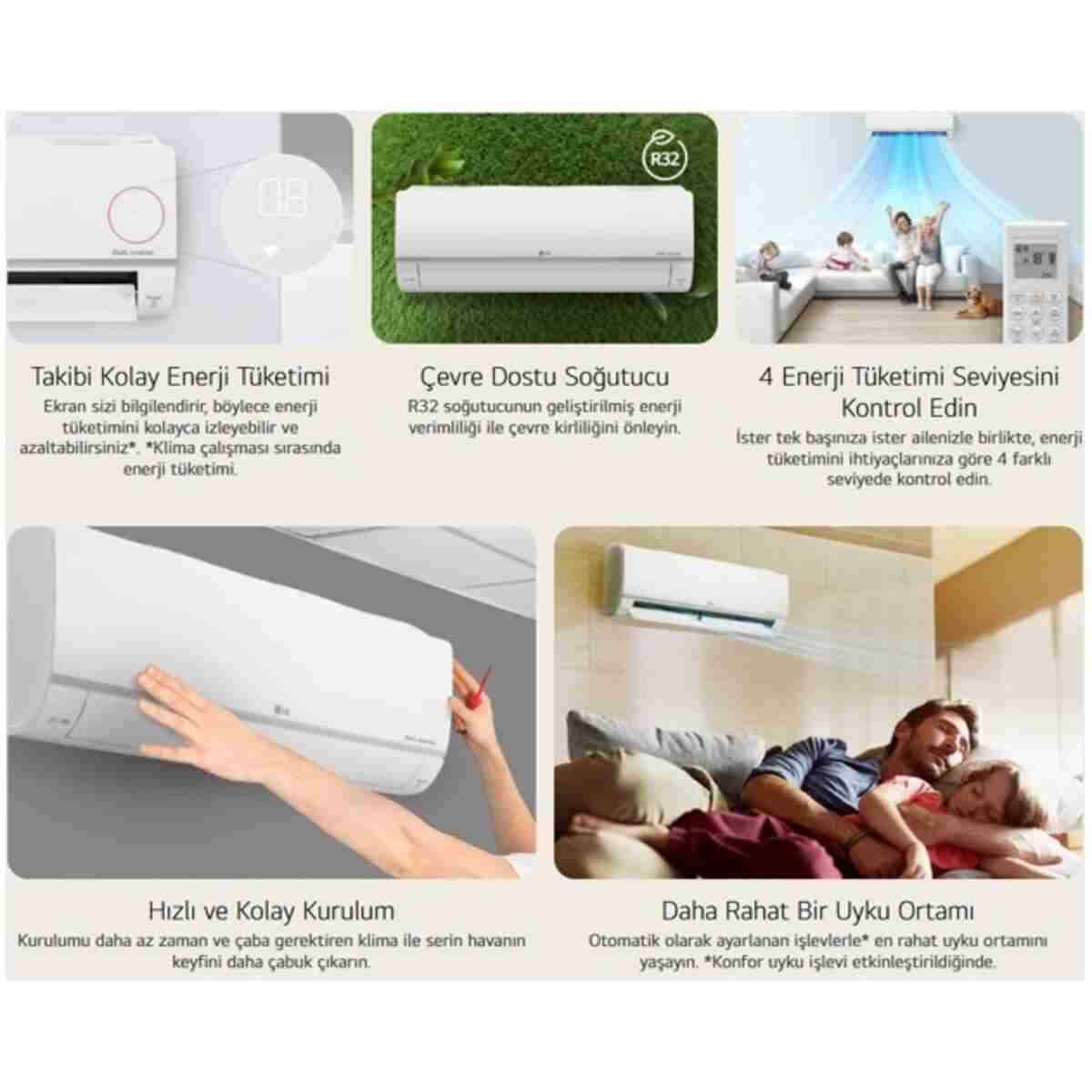LG 12k Btu - Dualcool Plus Inverter Wi-fi Akıllı Klima 12000 Btu Enerji A Duvar Tipi Beyaz (2025) - Görsel 11