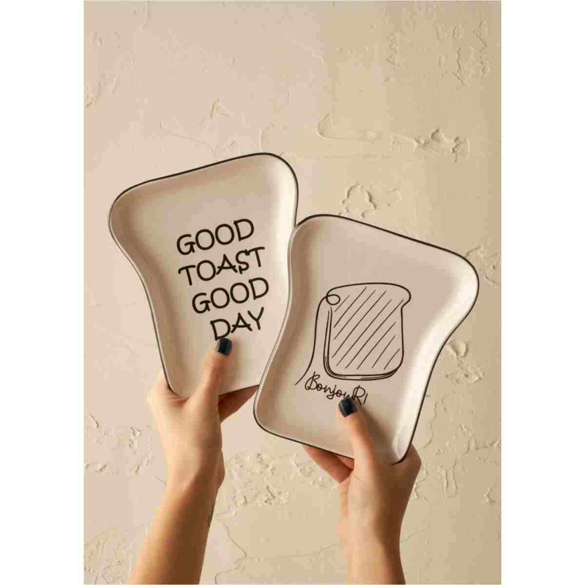 Bella Maison Toast Seramik 8 Parça 2 Kişilik Kahvaltı Takımı Siyah - Görsel 6