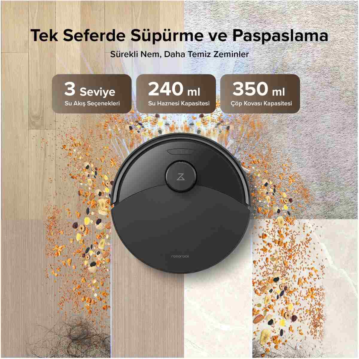 Roborock Q8 Max Pro Plus Akıllı Robot Süpürge Siyah - Görsel 4