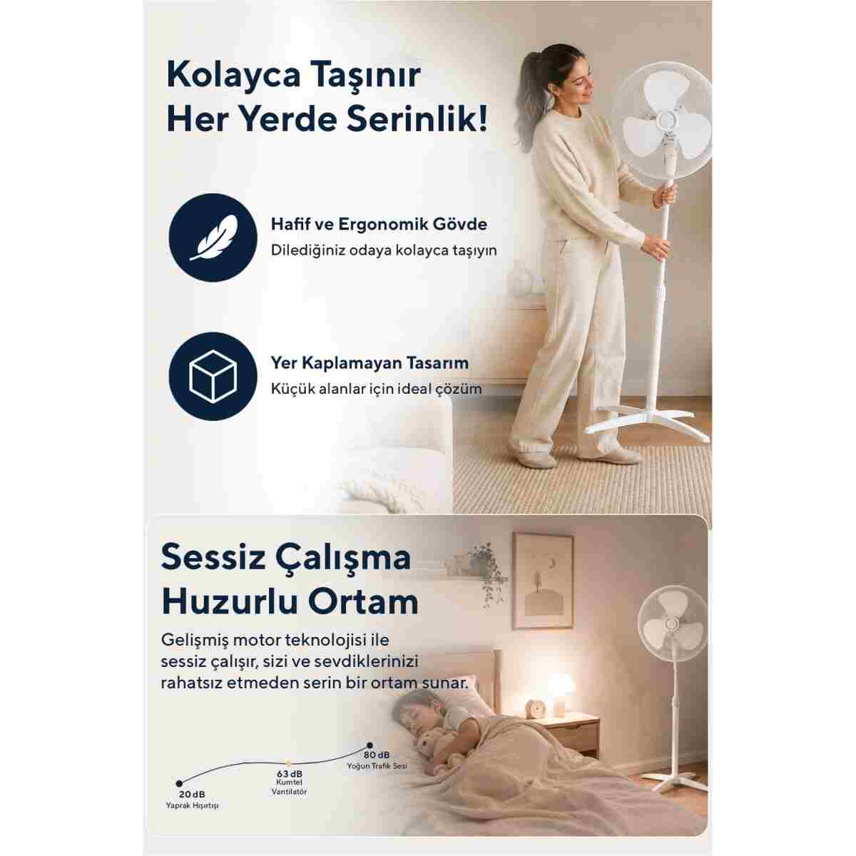 KUMTEL Beyaz Vantilatör 16'' (3P) Ktf-290 - Görsel 11