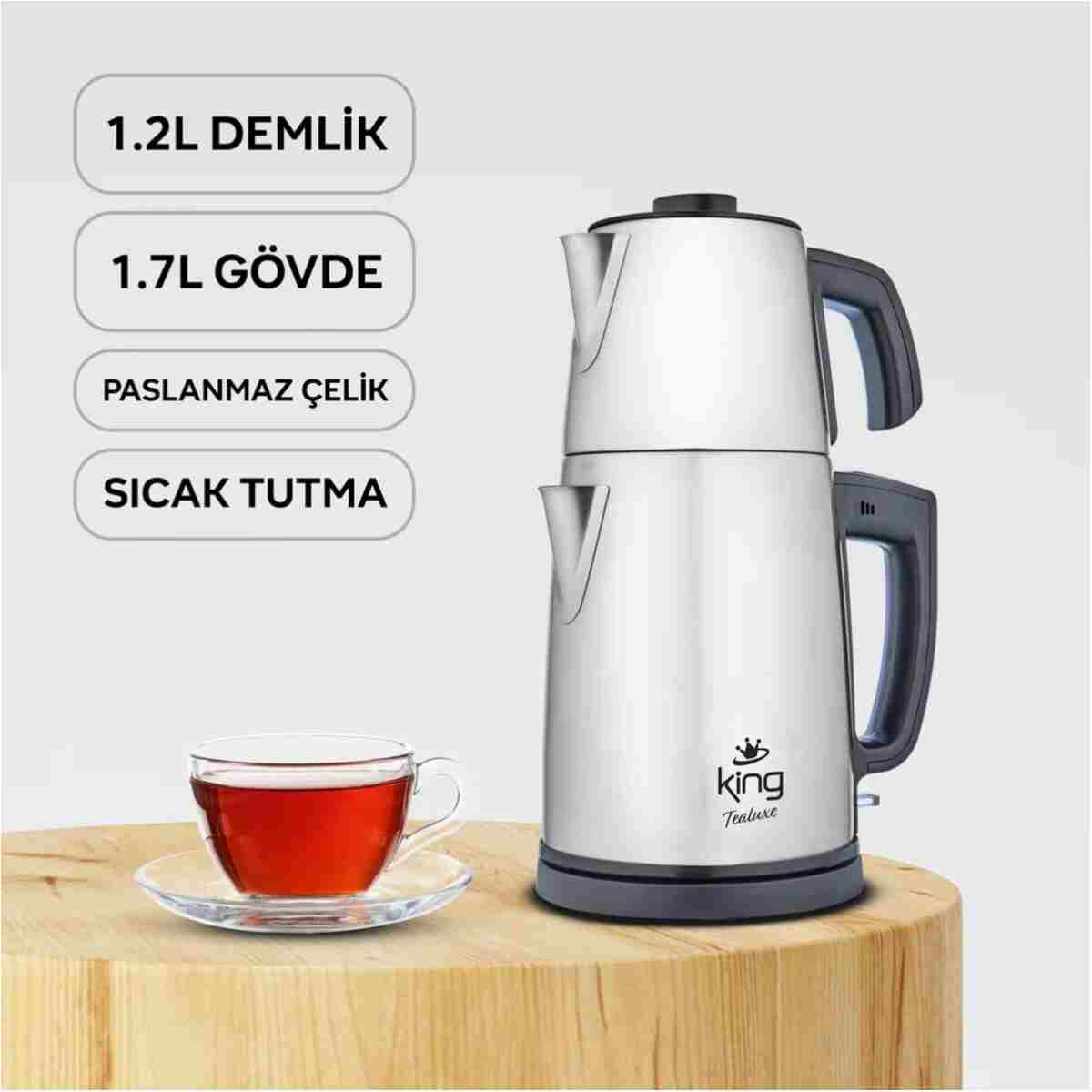 King TEALUXE KCM334 ÇELİK ÇAY MAKİNESİ - Görsel 3