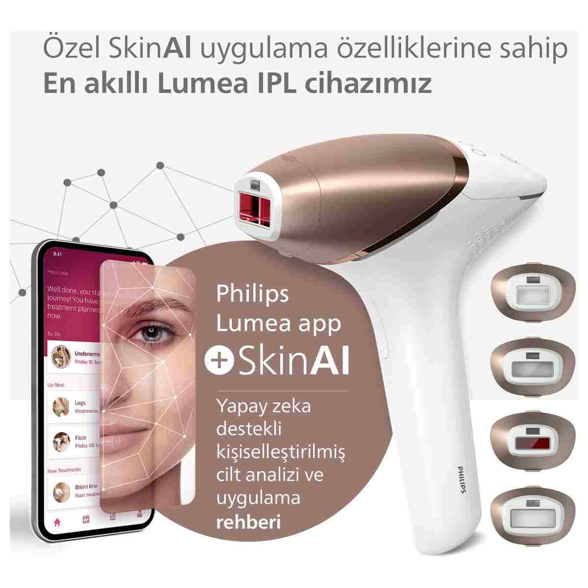Philips Lumea 9900 Serisi BRI951/03 IPL Tüy Alma, SkinAI,Vücut,Yüz,Koltuk altı,Bikini,4 Başlık,Çanta - Görsel 19