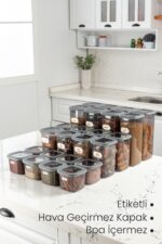 Vienev 24'lü Etiketli Poly Kare Erzak Saklama Kabı Set 8x(0,55 LİTRE, 1,2 LİTRE, 1,75 LİTRE) Antrasit - Görsel 11