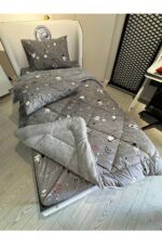 Violacasa Tek Kişilik Welsoft Pufidik Uyku Seti (Lastikli Çarşaflı) Uzay Füme - Görsel 4