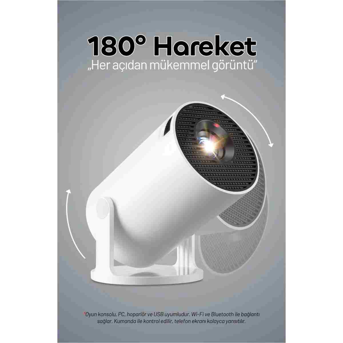 HY300 PRO 4k Taşınabilir Sinema Projeksiyon 1280*720p Ev Sineması Android Akıllı Projektör - Görsel 7