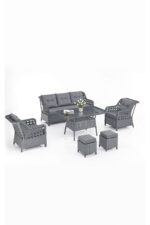 Evdemo Eren Rattan Puflu Bahçe Balkon Takımı 3+1+1 Gri - Görsel 9