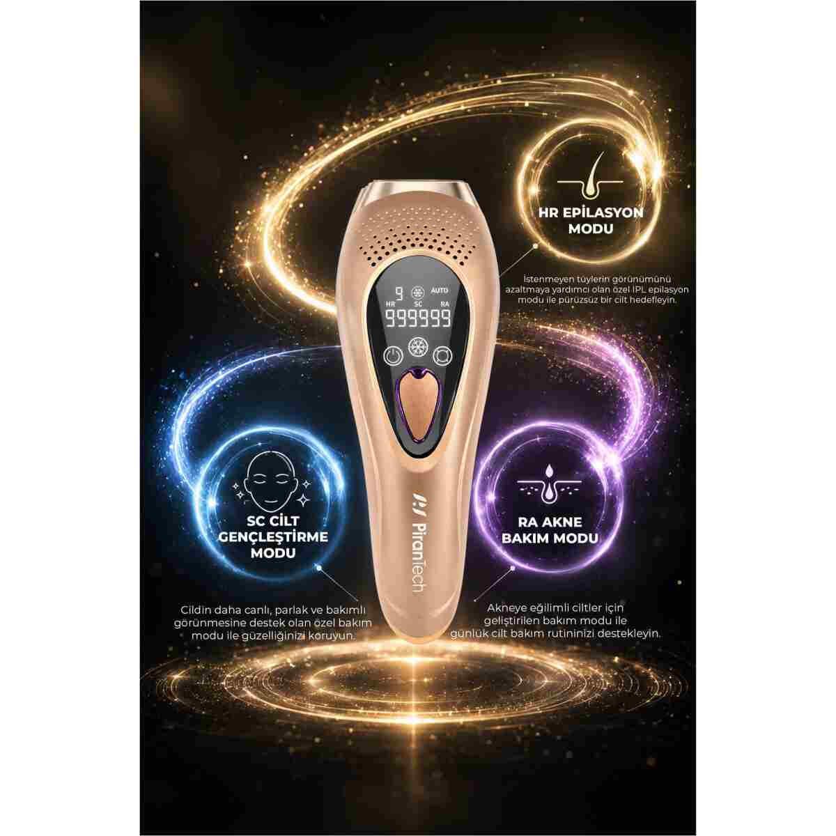 PiranTech BHRL-10 Lcd Ekranlı 9 Seviyeli Cilt Gençleştirici Buz Lazer Ipl Epilasyon Tüy Alma Aleti - Görsel 3