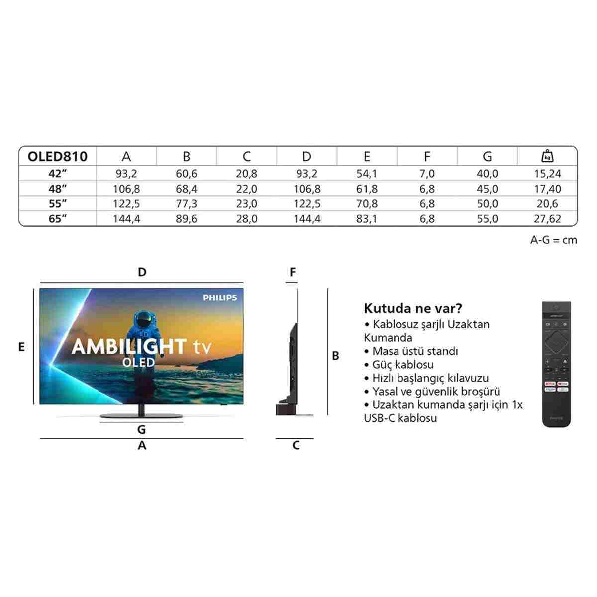 Philips Ambilight TV 55OLED810/12 4K UHD OLED 139cm 55" Smart Dolby Atmos Google TV - Görsel 3