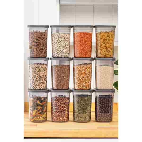 icone life 12'li Etiketli Ve Sızdırmaz Kapaklı Erzak Saklama Seti - 1200ml - 20 Adet Etiket Hediyeli