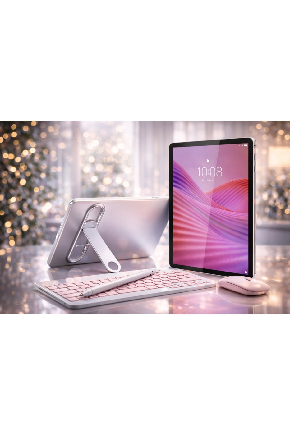 LENOVO Tab 4GB RAM 128 GB HAFIZA 10.1"İNCH M10 GRİ TABLET+ŞEFFAF KILIF+PEMBE KLAVYE VE MOUSE+KALEM