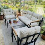 Madame Home Krem Balkon, Bahçe,teras,cafe - Salon - Metal Kanepe Koltuk Takımı - 2 1 1 Sehpa