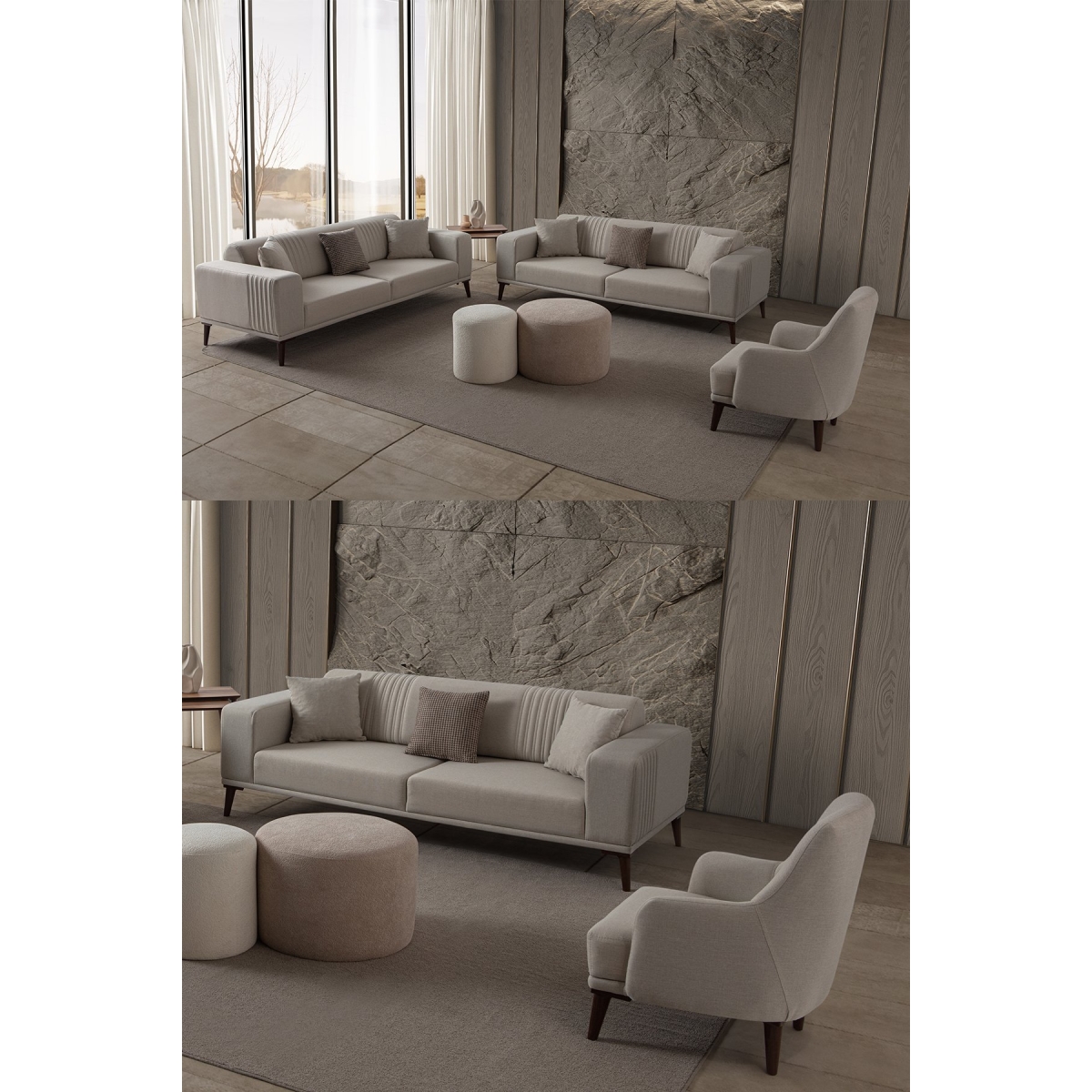 EDSY HOME Regnar 3+3+1 Koltuk Takımı Kahverengi - Görsel 10