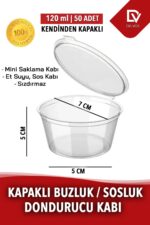 EMORFOHOME 50 Adet Sızdırmaz 120 ml Mini Saklama Kabı Sosluk Buzluk Kabı, Et Suyu, Kemik Suyu, Sos Kabı - Görsel 5