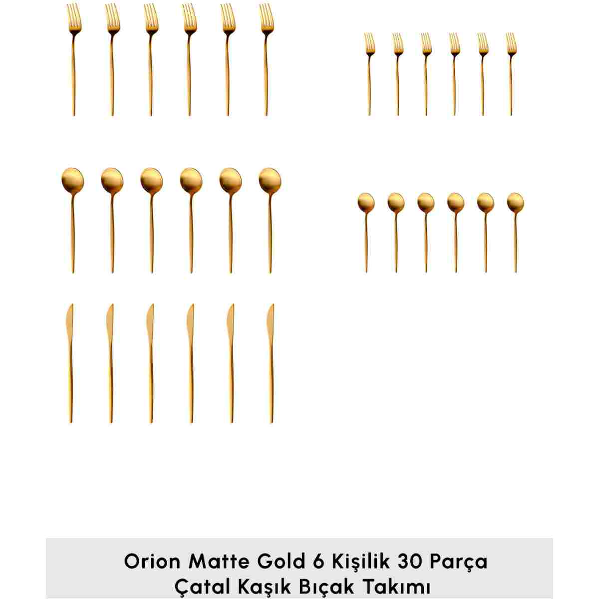 Karaca Orion Matte Gold 30 Parça 6 Kişiik Çatal Kaşık Bıçak Seti - Görsel 3