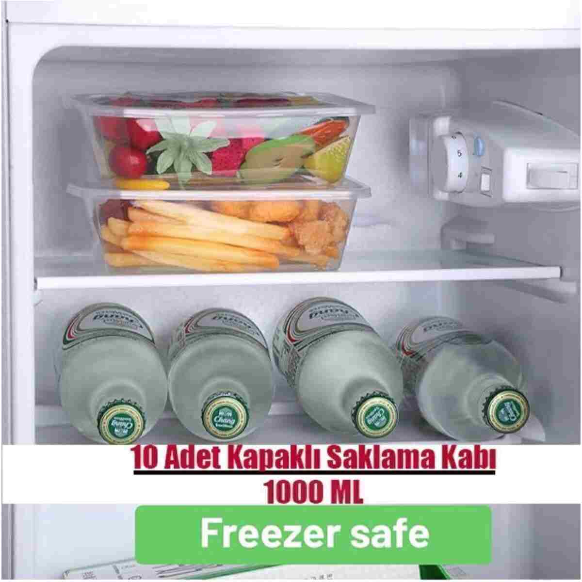 Canbay Store 10 Adet Kapaklı Derin Dondurucuya Mikrodalgaya Uygun Sızdırmaz Saklama Kabı 1 Litre - Görsel 8