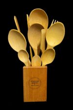 Kitchen Mania 11 Parça Yağlı Kayın Ahşap Kaşık Tahta Spatula Servis Kepçe Ağaç Çatal Maşa Seti-ahşap Standlı