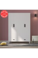 İMBAŞ İnci 4 Kapaklı 2 Çekmeceli Gardırop Beyaz %100 MDF - Görsel 6