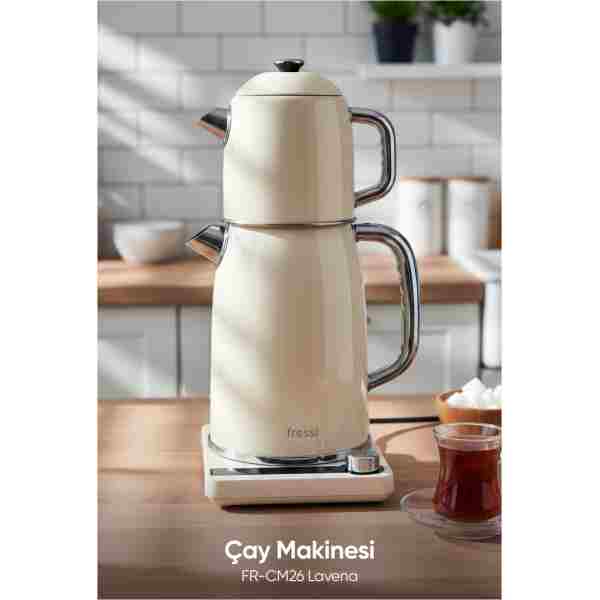 Fressi Dijital Standlı Çelik Çay Makinesi 2 In 1 Su Isıtıcısı & Çaycı FR-CM26 Lavena