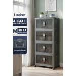 Lavine ”MEDIUM” 4 Katlı Portatif Dolap Organizer 30LT Çok Amaçlı Mıknatıs Kapaklı, Katlanır, Tekerlekli