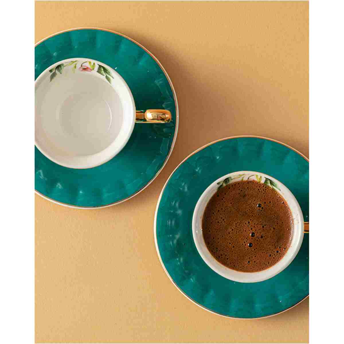 English Home Vanilla New Bone China Kahve Fincan Takımı 4 Parça 2 Kişilik Turkuaz - Görsel 2