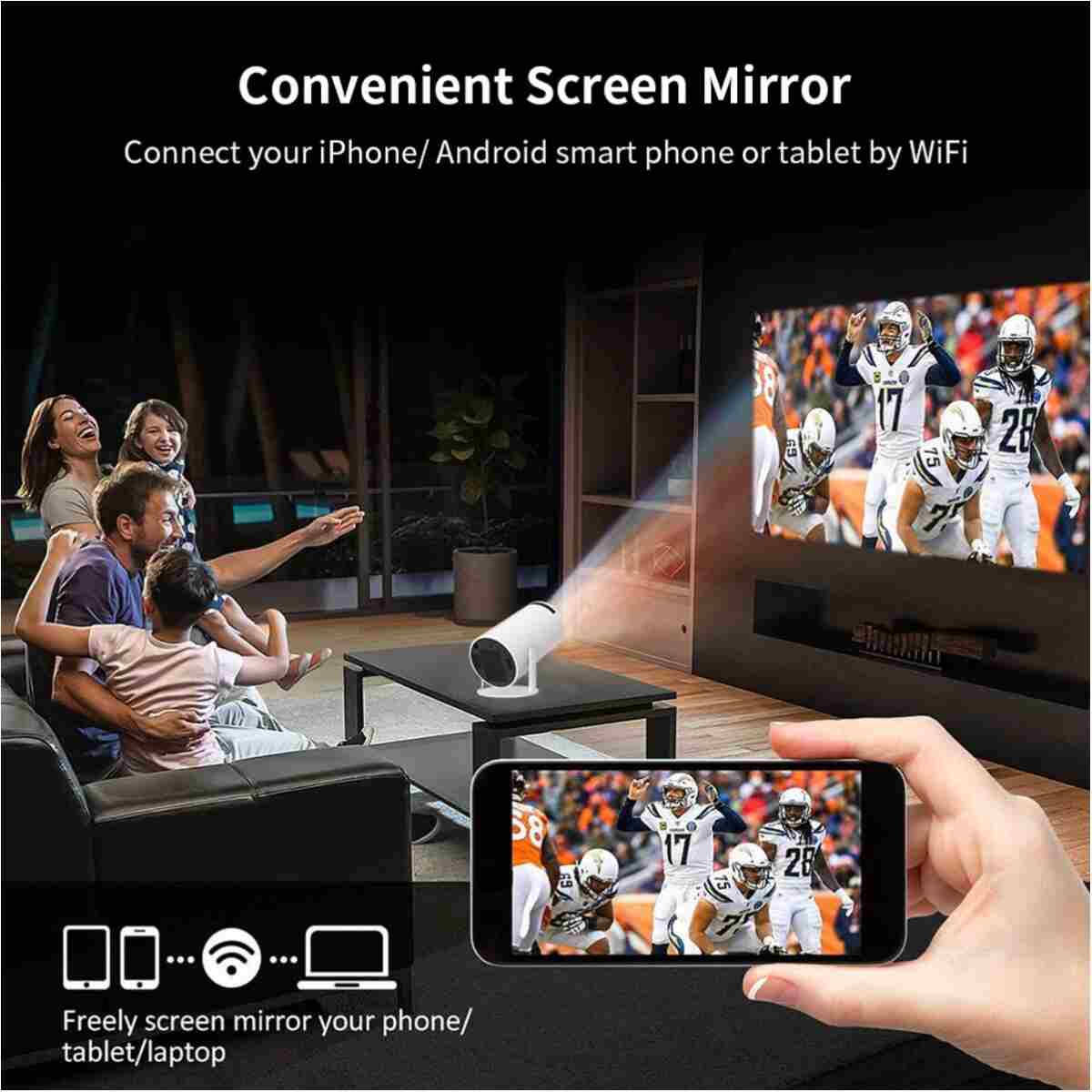 Magcubic Mini Beyaz Taşınabilir Sinema Projektörü 720p Ev Sineması Bluetooth Android Projeksiyon. - Görsel 3