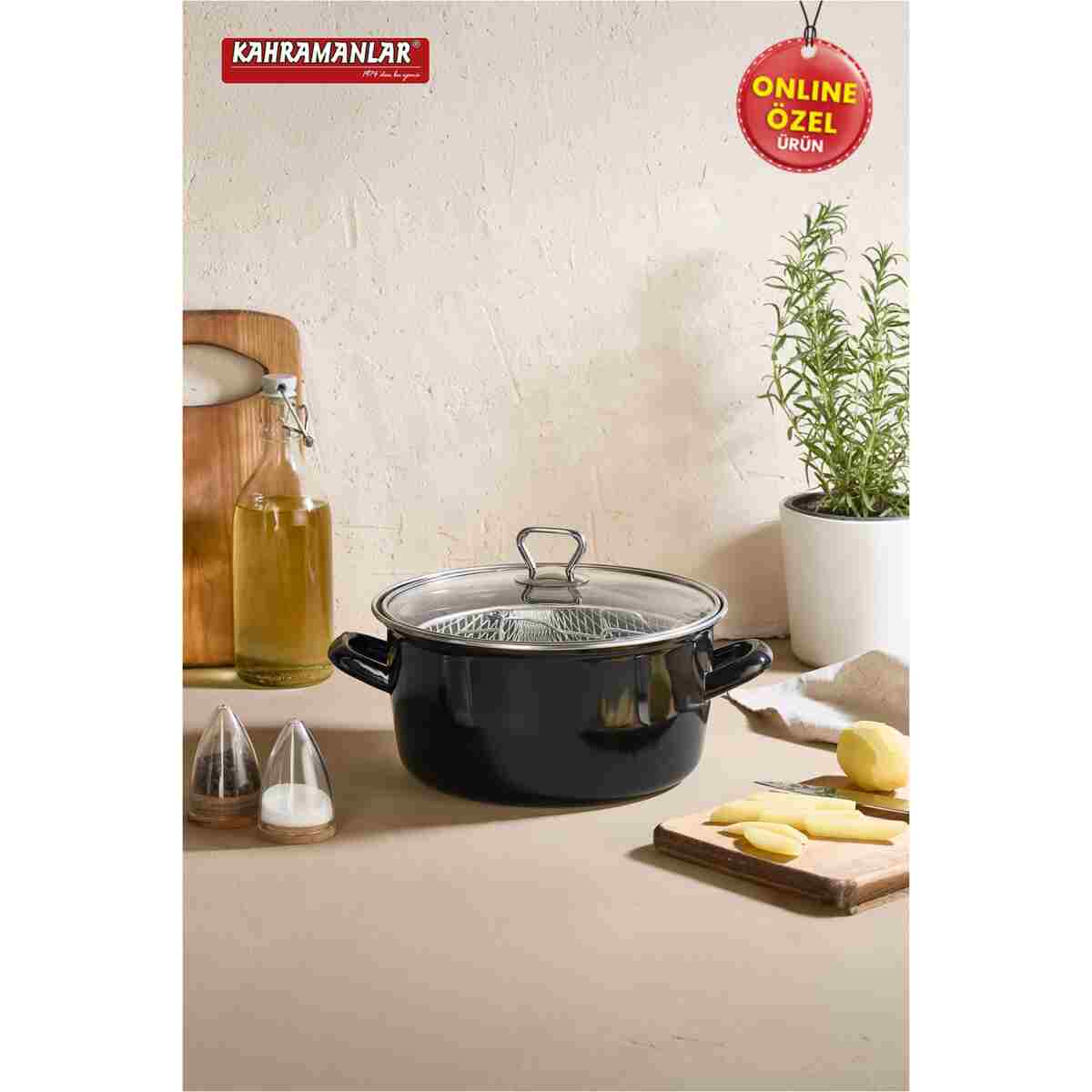 Kahramanlar Cips Chef 22 Cm Emaye Kızartma Tenceresi - Görsel 2