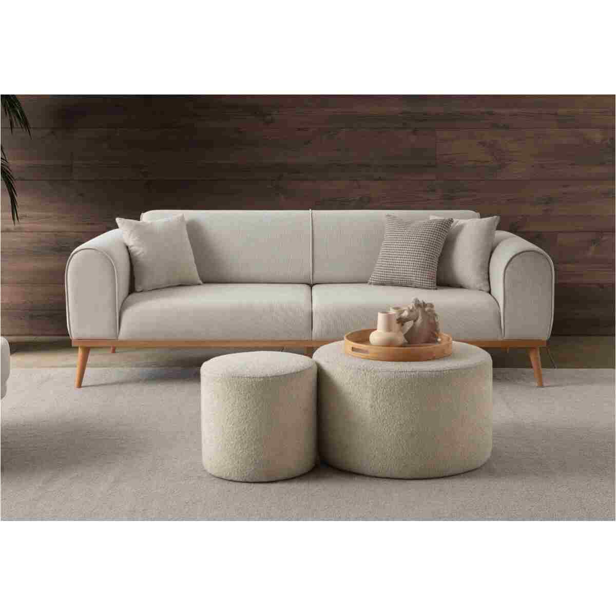 EDSY HOME Rebul 3+3+1 Koltuk Takımı Bej Renk - Görsel 6
