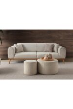EDSY HOME Rebul 3+3+1 Koltuk Takımı Bej Renk - Görsel 6