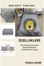 yok yok evim eve dair her şey Welsoft Pofuduk Çift Taraflı SEVİMLİ KEDİ Desenli Tek Kişilik Yorgan Uyku Seti - Görsel 5