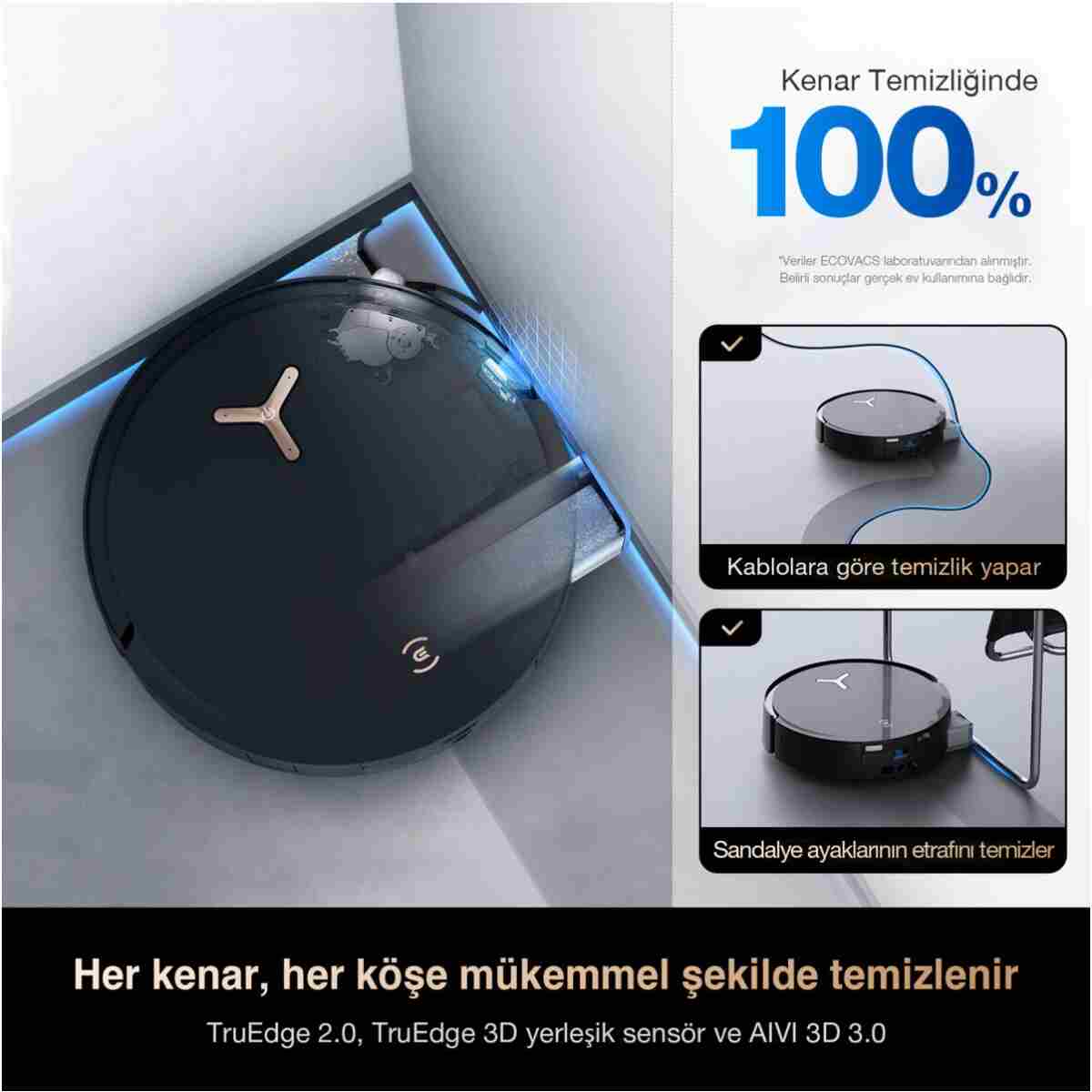 Ecovacs Deebot X8 Pro Omni Robot Süpürge ve 1 Lt Yer Silme Solüsyonu - Görsel 3