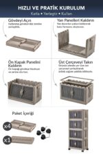 Lavine ”MEDIUM” 4 Katlı Portatif Dolap Organizer 30LT Çok Amaçlı Mıknatıs Kapaklı, Katlanır, Tekerlekli - Görsel 8