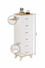 AEKA AE-3038 Belinda 6 Çekmeceli Beyaz Şifonyer Komodin 132*45*36 cm - Görsel 2
