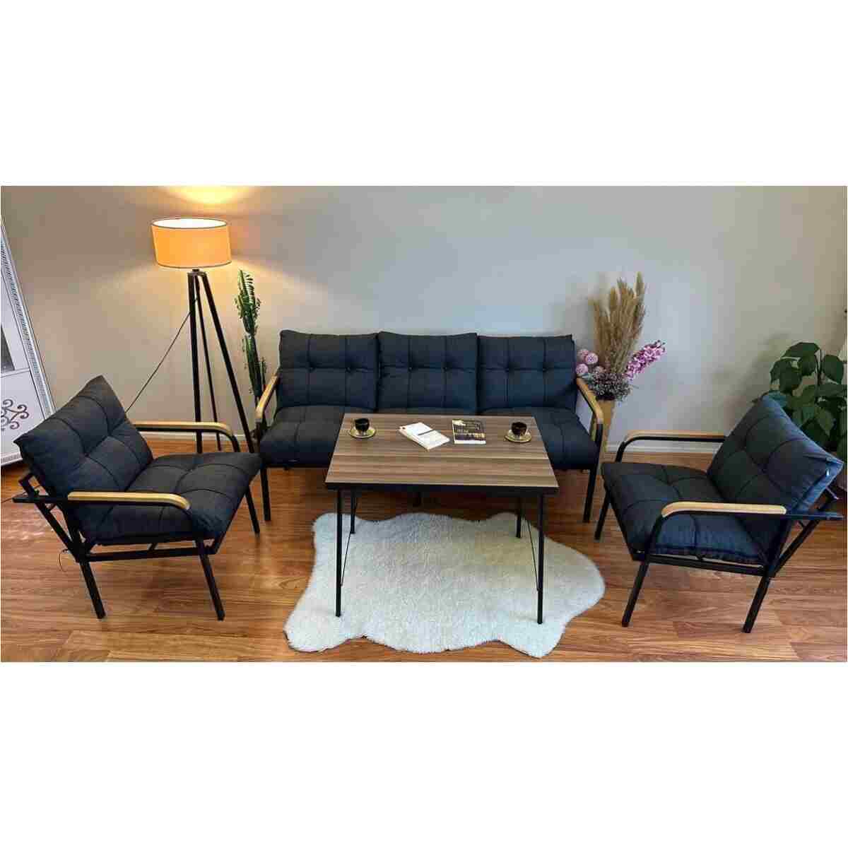 Modern Style Home Modern Sarıyer Balkon, Bahçe, Cafe - Metal Kanepe Koltuk Takımı - 3+1+1+masa - Görsel 15
