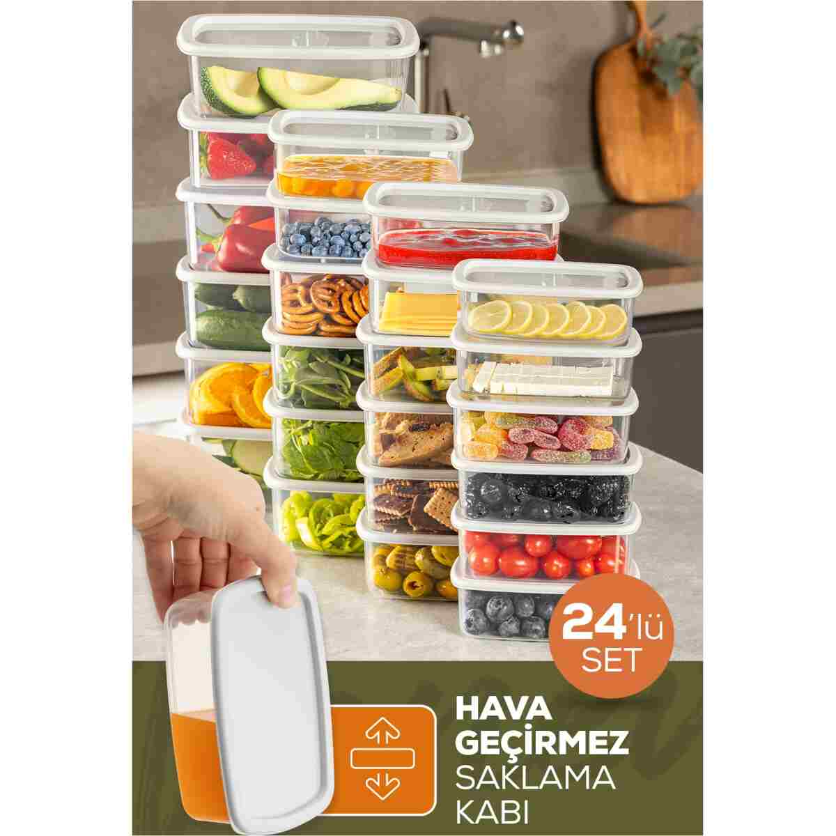 Vienev 24'lü Hava Geçirmez Saklama Kabı Seti Antrasit 6x(250-500-750-1200 ML) - Görsel 9