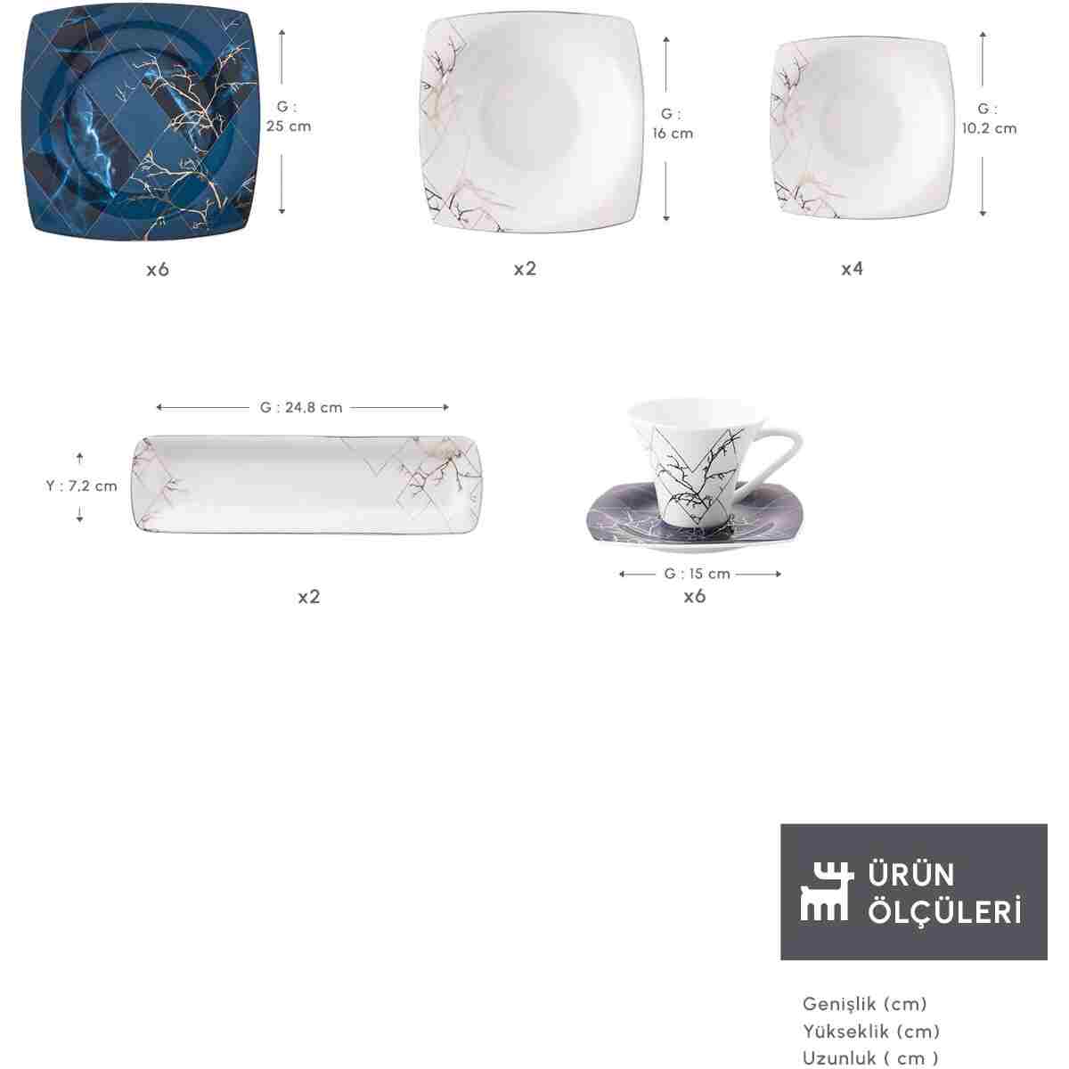 Karaca Fine Pearl Midnight 26 Parça 6 Kişilik İnci Kahvaltı Seti Kare - Görsel 11