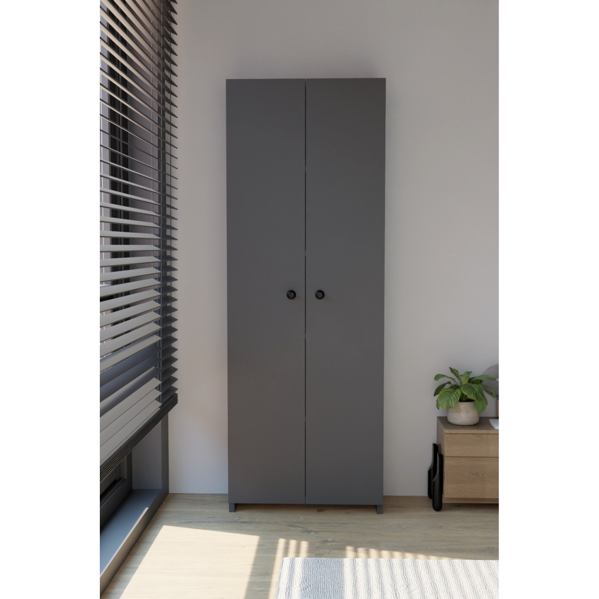 alpaevmobilya 150 Cm 2 Kapaklı 5 Raflı Geniş Çok Amaçlı Yatak Odası Kıyafet Dolabı Düzenleyici Ve Organizer - Görsel 2