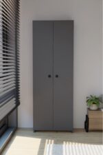 alpaevmobilya 150 Cm 2 Kapaklı 5 Raflı Geniş Çok Amaçlı Yatak Odası Kıyafet Dolabı Düzenleyici Ve Organizer - Görsel 2